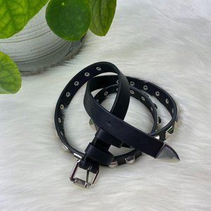 * Black Studded Skinny Faux Leather Belt * M\L
